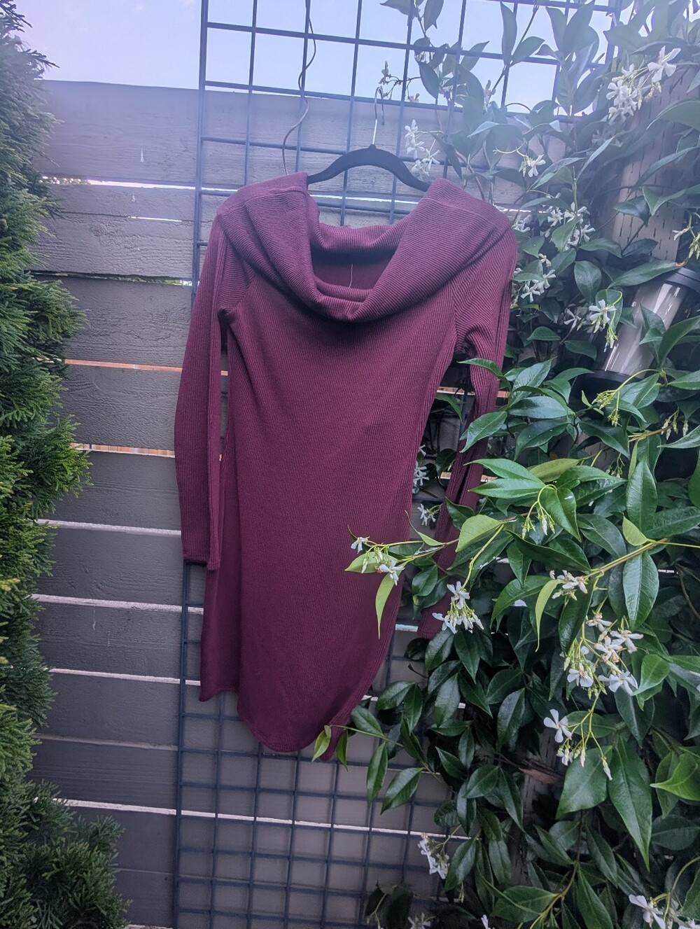 Women's Burgundy Cowl Neck Sweater Dress